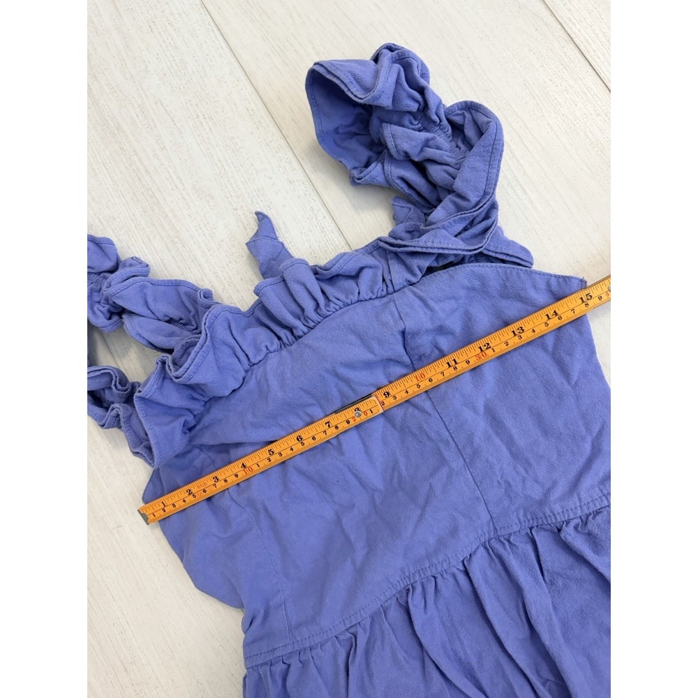 Free People Ruffle It Up Midi Dress Tie Back 100% Cotton Boho Size M Blue - Picture 10 of 10